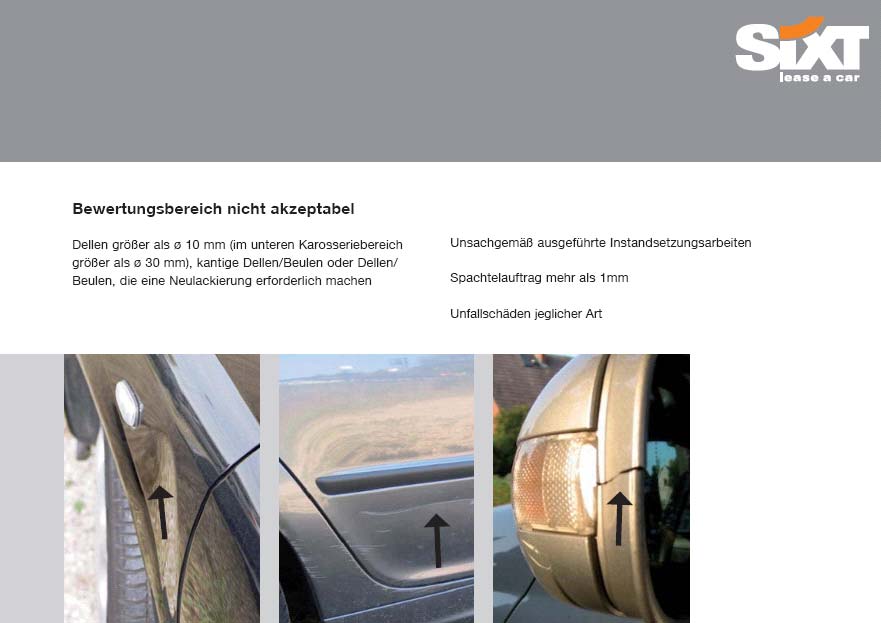 Sixt FAirbag Schadenkatalog