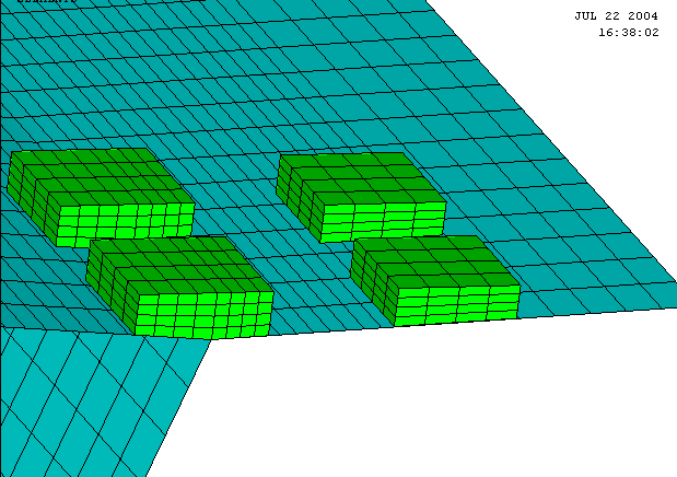 142 Diese als Kasten modellierten Felder werden an die als Balkenquerschnitt idealisierten Ersatzfelder nach Bild 1-14 angeschlossen. Die Lagerung des Modells erfolgt über Knotenlagerungen.