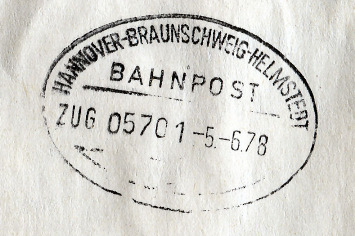 1978 über Braunschweig HANNOVER- HELMSTEDT ZUG 05701-5.-6.78 -?- Abschlag rückseitig 6.4.