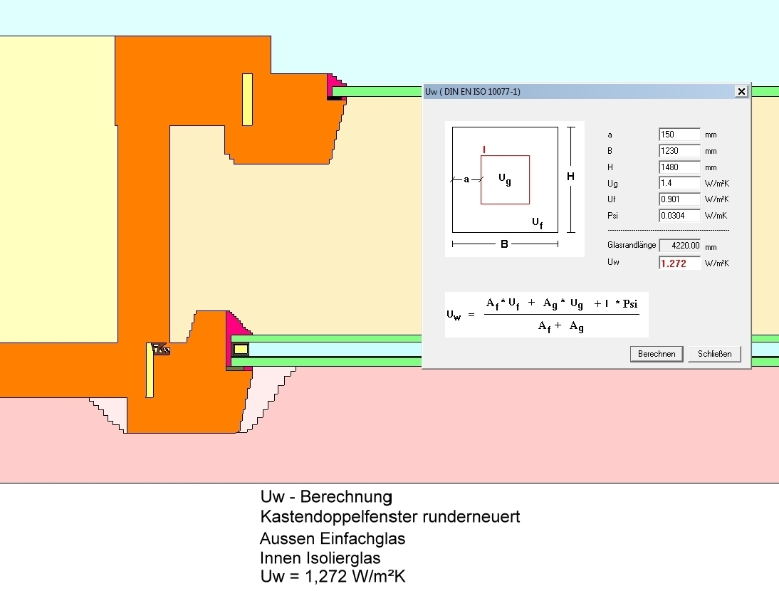 Wärmedurchgangskoeffizient: Ergebnisse nach der Runderneuerung: Energieeinsparung durch höhere Wärmedämmung U w Wert [W/m²K]...... Bestand.