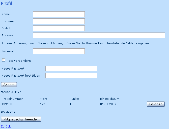 PROFIL Formular zum Anzeigen