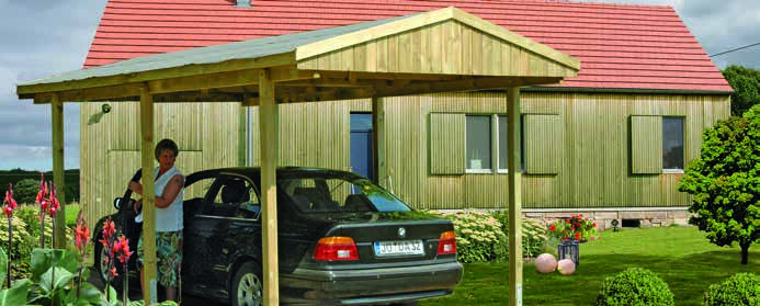 CARPORT MIT SATTELDACH 6 85 kg /m² WOLFSBERG // 304 504 cm // passt zu allen Hausformen, Pfosten 9 9 10 cm, inkl.