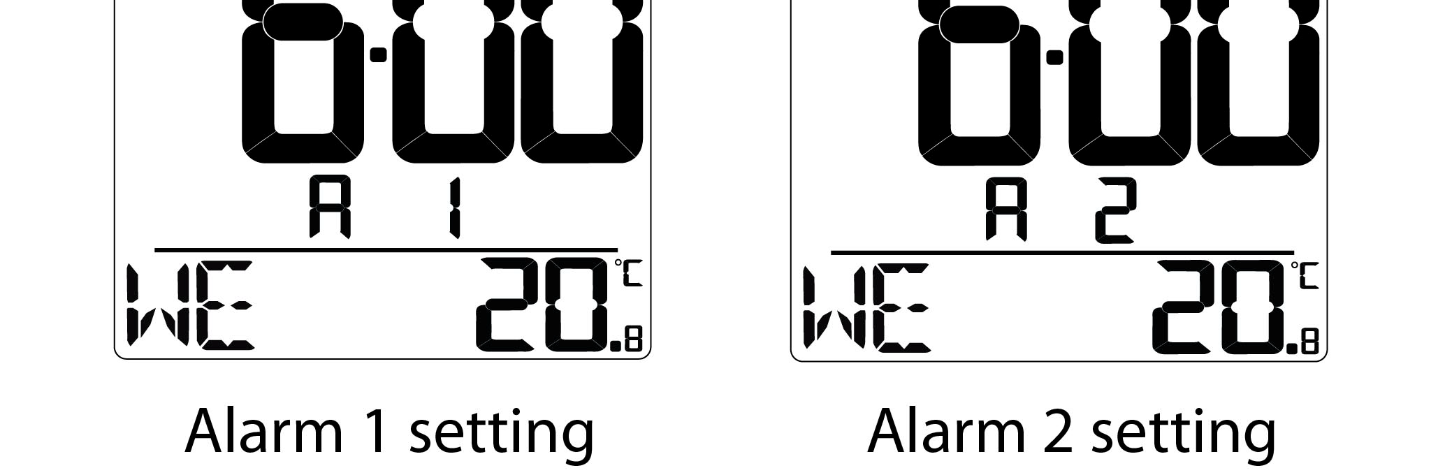 2. Drücken Sie die SET Taste und die Minutenziffern von Alarm 2 blinken. Drücken Sie die oder Taste um die Minuten von Alarm 2 einzustellen.