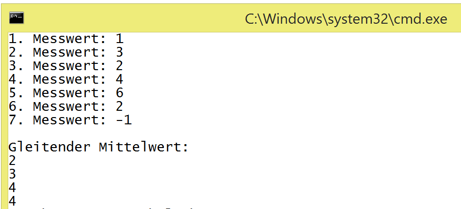Aufgabe 1: (ca. 18 Punkte) Ein C++-Programm soll die folgenden Aufgaben erfüllen: - Eine Reihe von (positiven) Messwerten wird von der Tastatur eingelesen.