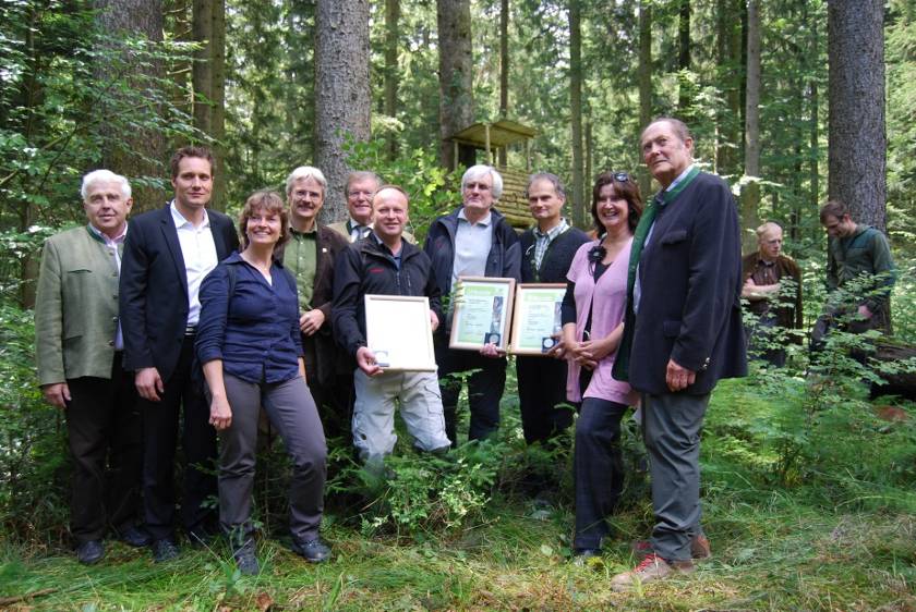Ostbayrische Alpen: BaySf-Förster Karl-Gayer-Medaille des BN 2011 an Georg Berger, Franz Obermayer, Klaus Wieser (Betrieb