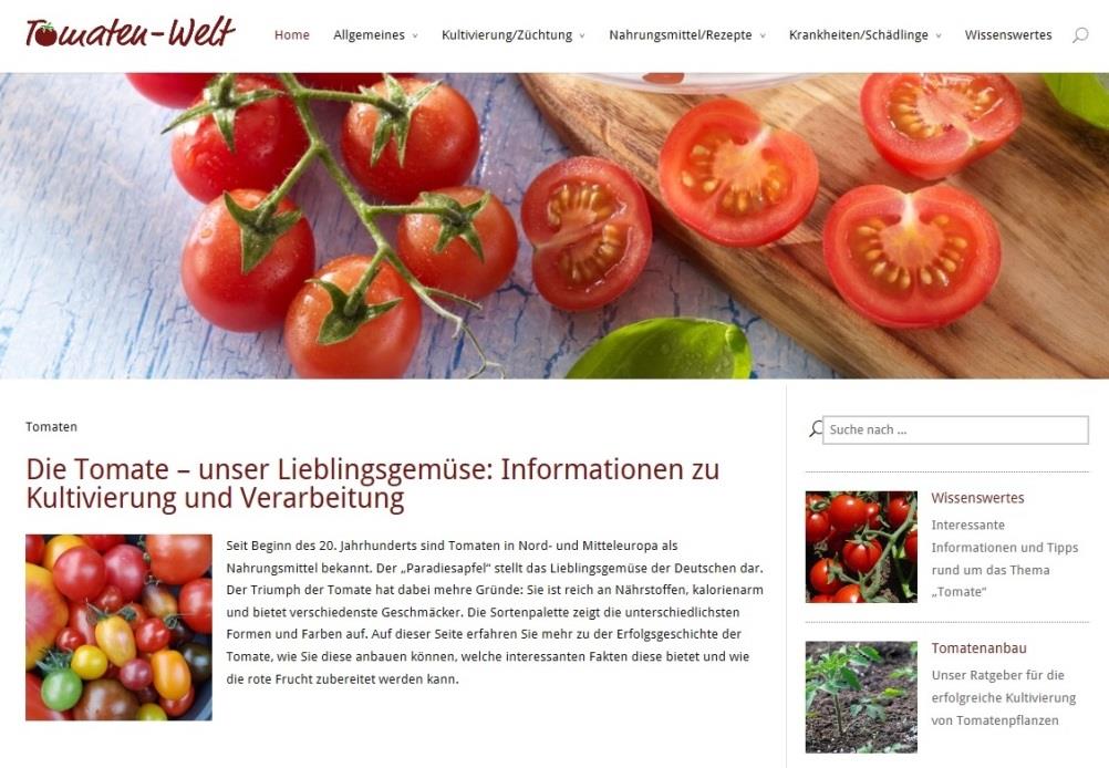 Weitere Informationen Umfangreiche Informationen über Tomatensorten, Kultur, Düngung, Verwendung und vieles mehr haben wir auf unserem neuen Informationsportal