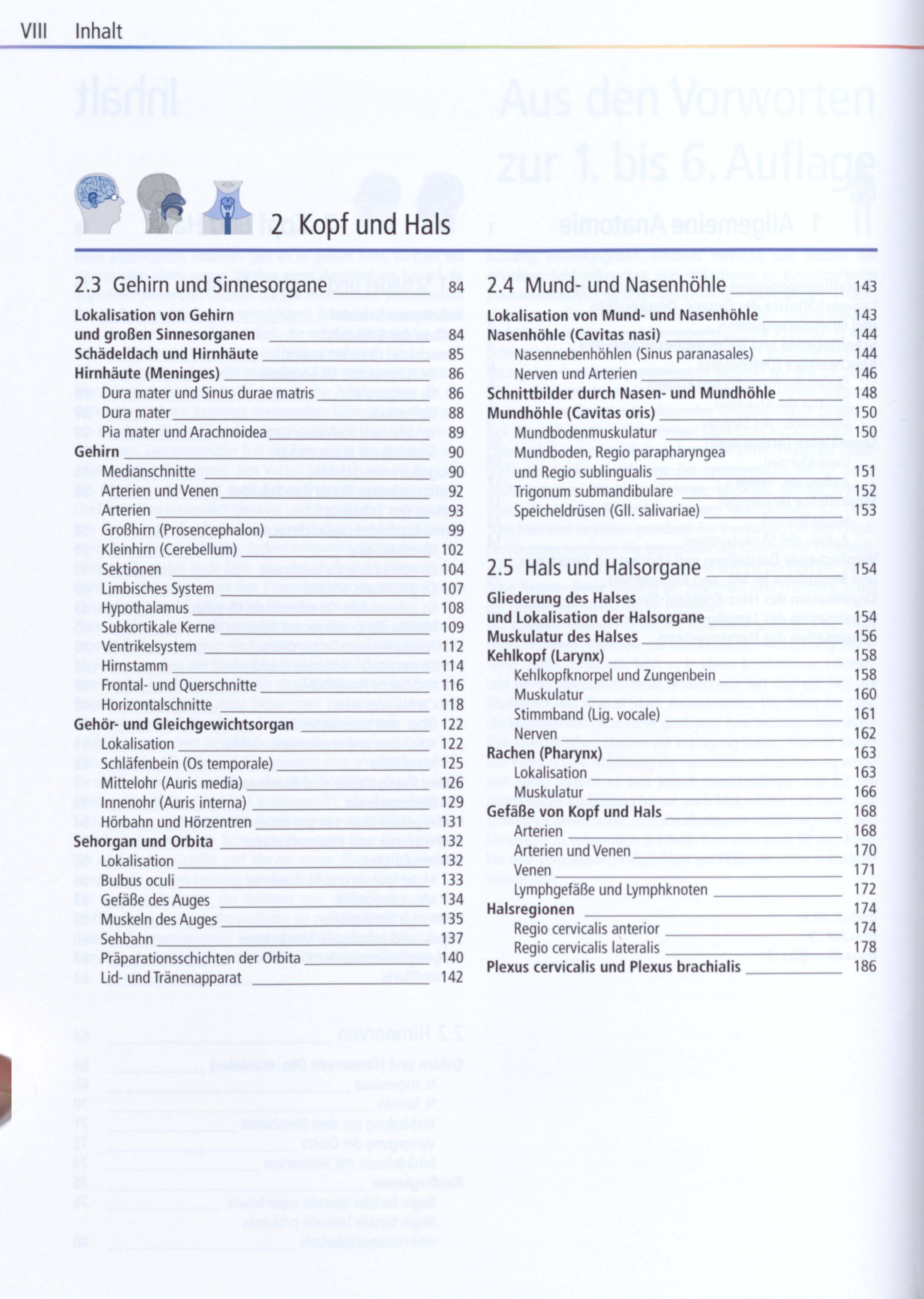 VIII Inhalt 2 Kopf und Hals 2.3 Gehirn und Sinnesorgane 84 2.