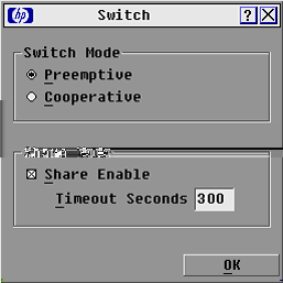 Zugreifen auf das Dialogfeld Switch 1. Klicken Sie im Dialogfeld Main (Hauptmenü) (Seite 22) auf Setup > Switch. Das Fenster Switch wird geöffnet Einstellen der Switch- und Freigabemodi 1.
