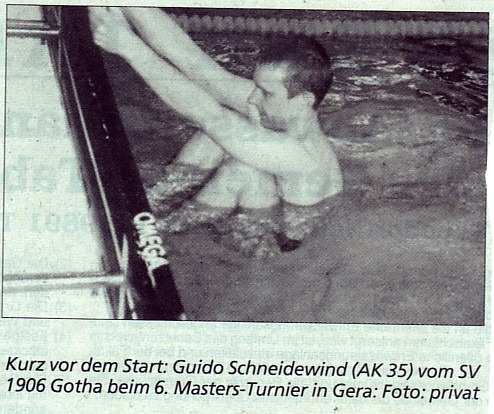 20. +21.10.2001 Beim internationalen Schwimmfest des DHfK Leipzig hat Tino Fischer über 50m Fr. in 0:26,42 14 den 1.Pl. sowie gute Zeiten in anderen Disziplinen erreicht.