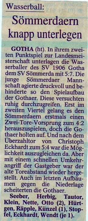 29.6.1997 - Landesmeisterschaft im Wasserball Jugend A 7 28.6.1997 --Kreissportspiele in der Gothaer Schwimmhalle 1997 - Hans Georg Thiel 1.8.-3.8.1997-29.