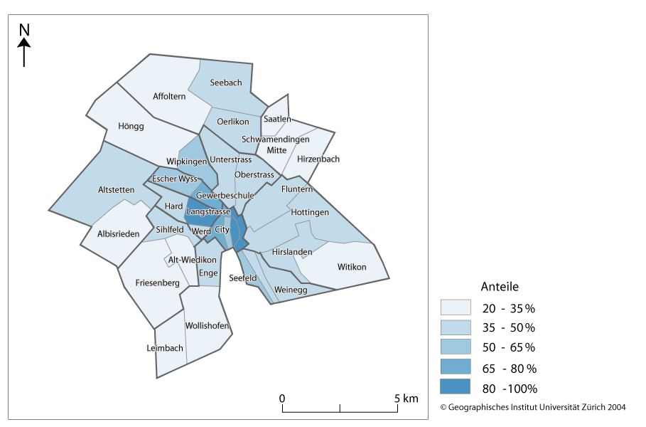1.2 Umzugshäufigkeit in der Stadt Zürich Gleichbehandlung aller 34 Zürcher Quartiere?