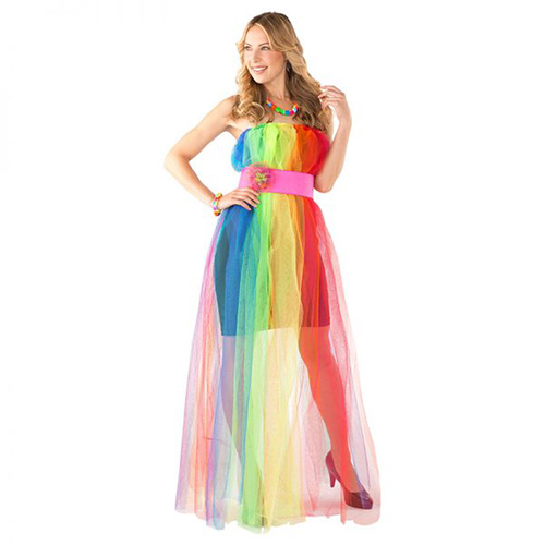 Link zum Modell: Regenbogen Tüll-Kleid Schwierigkeitsgrad mittel Regenbogen Tüll-Kleid Tipp: Es ist leichter die Tüllbahnen zuzuschneiden, wenn Sie sich eine 15 cm breite Schablone aus Karton machen.