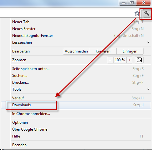 Speichern mit Chrome: Beim Browser Chrome erhalten Sie lediglich am unteren Bildschirmrand eine Hinweismeldung, dass die Datei gespeichert wurde.