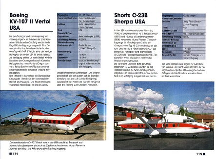 Umfangreiche Informationen über die internationalen Flugzeugarten und Flugzeugkategorien sowie Tabellen zu den wichtigsten Löschflugzeugen und -helikoptern ergänzen die Datenseiten über die einzelnen