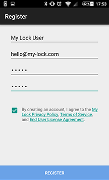 Login mit existierendem Account Account erstellen 2) Telefonnummer eingeben 3) Verifikationscode eingeben Verbinden (nur für App Lock ) Für das Verbinden eines neuen Schlosses (und damit