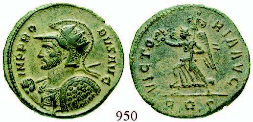 928 Victorinus, 269-271 AE-Antoninian 269, Köln. 5,04 g. Gepanzerte Büste r. mit Strahlenkrone IMP C TETRICVS P F AVG / PIETAS AVG Pietas steht l. mit Schatulle und opfert über Altar. RIC 59var.