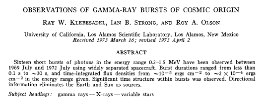 Phänomenologie Entdeckt Simulation wurden Gamma-Ray Bursts 1968 von Spionagesatelliten zur Überwachung von Atomtest-Abkommen.
