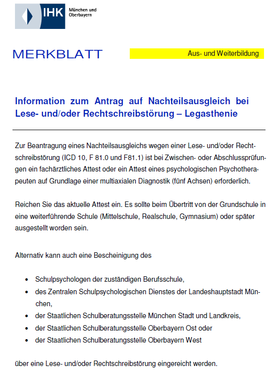 III. Merkblatt, Legasthenie 07.10.