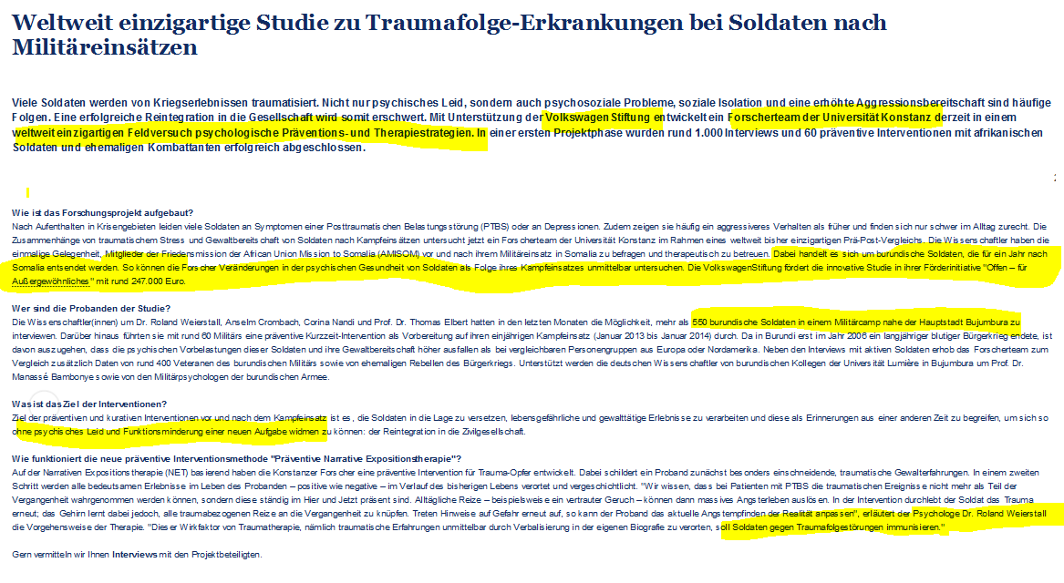 Normalisierung Soldaten gegen Traumafolgestörungen