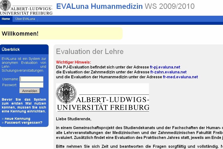 Evaluation www.medizinstudium.uni-freiburg.