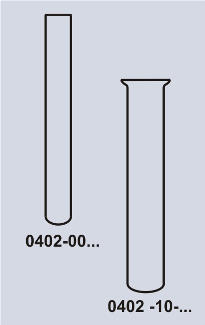 42 REAGENZGLÄSER aus Kalk-Soda-Glas / TEST TUBES Rundboden / round bottom gerader Rand Bördelrand / with rim Außenmaße Stück / VE Art.Nr.