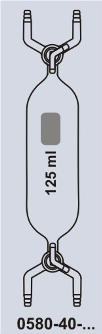 56 GASSAMMELROHRE / GAS COLLECTING TUBES mit zwei Einweg-Glashähne; NS14/3mm, DIN 12473, T1 stopcocks, NS14/3mm, DIN 12473, T1 Klarglas Klarglas + Kunststoffbeschichtung Inhalt Glashahn ArtNr.