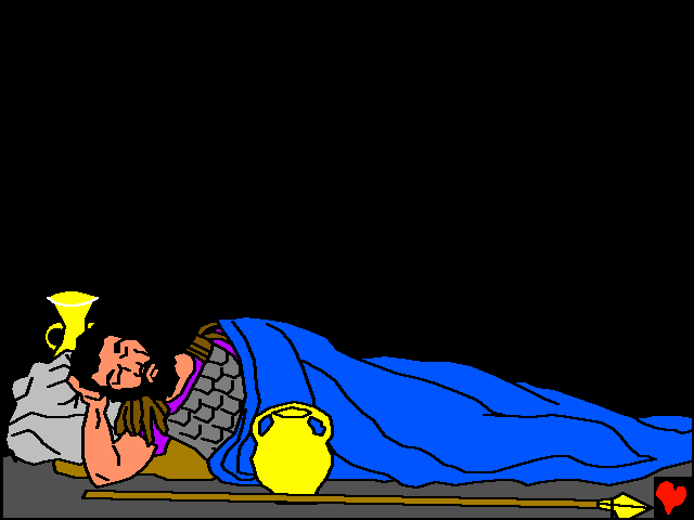 Eines Nachts während die Armee schlief, schlichen sich David und Abischai,