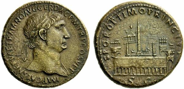 Abb. 160: Restituierter As des Tiberius, neu ausgegeben von Nerva, ca. 97 n. Chr. (Classical Numismatic Group, Inc. (www.cngcoins.com), Elektr. Auktion 224 (16.10.2009), Lot Nr. 504 <http://pro.