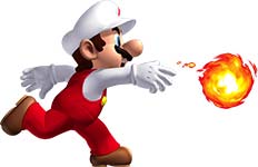 18 Marios Ver wandlungen Flughörnchen-Mario Power-Up: Super-Eichel Gleite durch die Luft und halte dich kurzzeitig an Wänden fest.