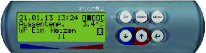 Wärmepumpenmanager 7.1 Der Kontrast des Displays kann über die Tastenkombination (ESC), (MO- DUS) und () heller bzw. über (ESC), (MODUS) und () dunkler gestellt werden.