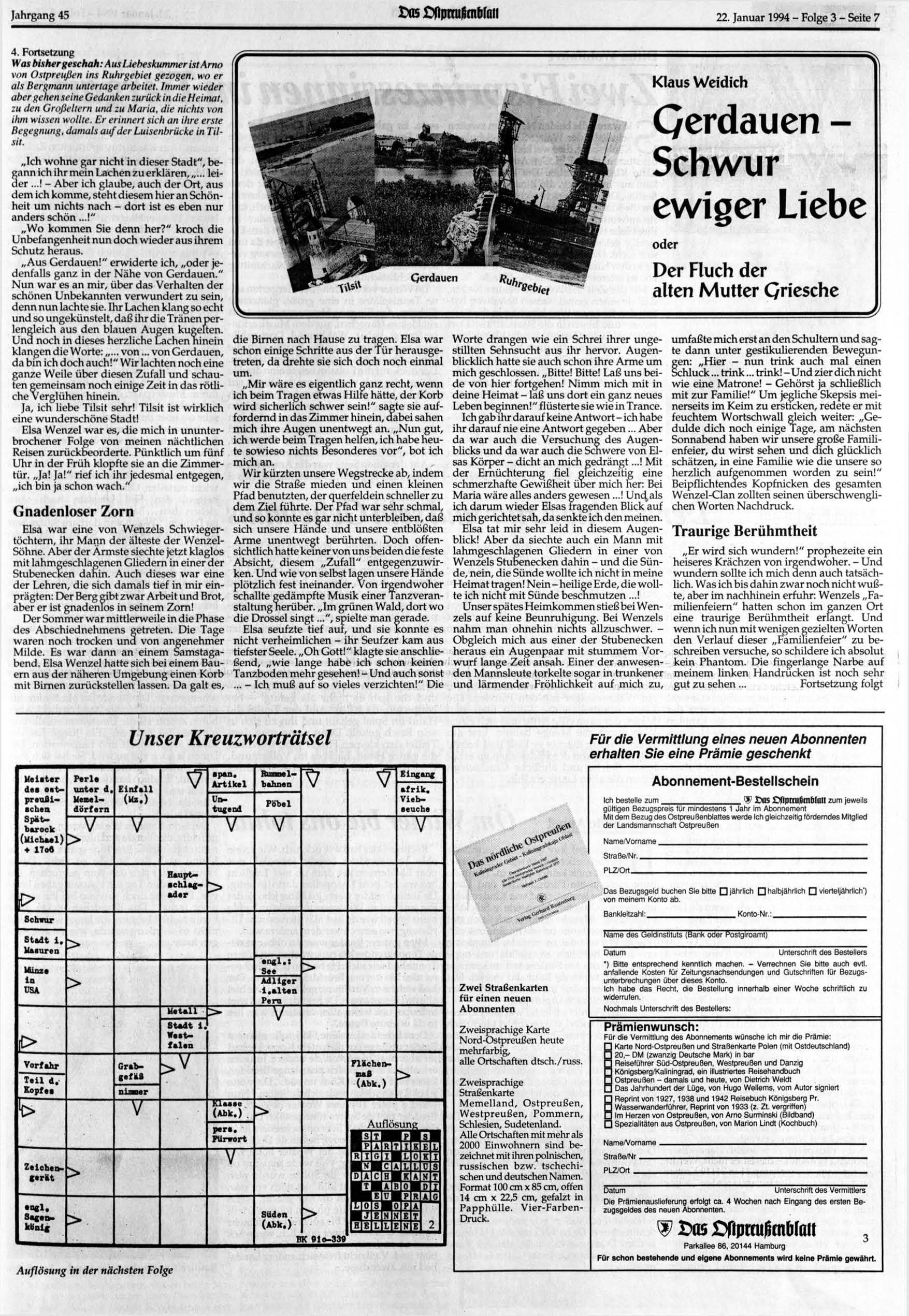 Jahrgang 45 rtis Xipmißmbrp!i 22. Januar 1994 - Folge 3 - Seite 7 4.