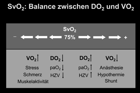 Übersichten / Review articles Abbildung 1 zeigt wichtige Einflussgrößen auf die gemischt-venöse Sättigung (SvO 2 ) und veranschaulicht die Interaktion von SvO 2, Sauerstoffangebot (DO 2 ) und