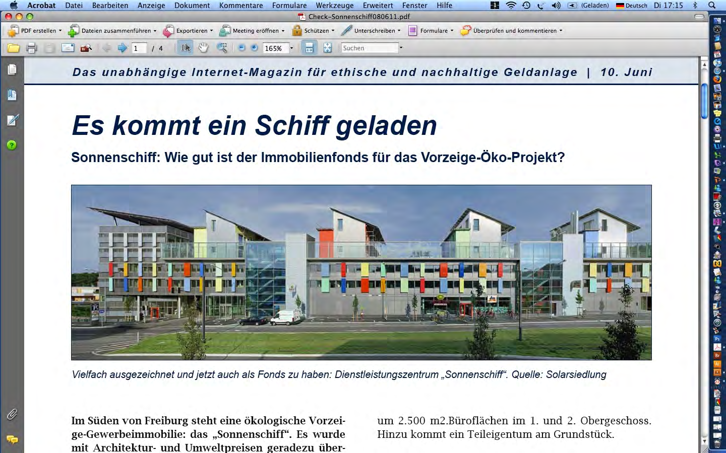 Sonnenschiff Freiburg Foto Rolf Disch Themenwohnen Ökologie Autofreies Wohnen Externes Projekt EXPO