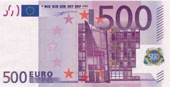 Die großen Eurobanknoten Gelb-braun hat man den 200 Euroschein gestaltet. Sein Thema ist die Eisen und Glasarchitektur, wie sie vor ca. 150 Jahren in Europa weit verbreitet war.