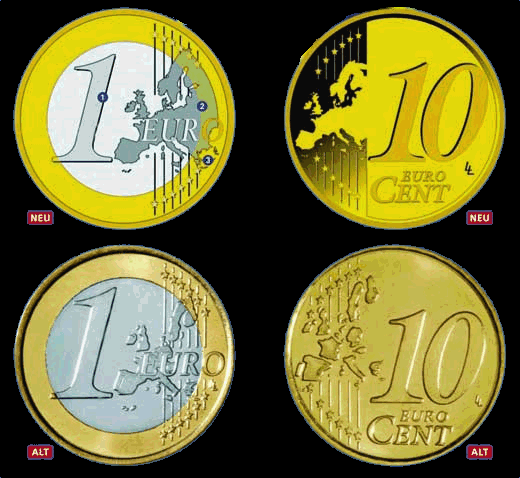 Veränderte Wertseiten ab 2007 Im Mai 2004 wurde die EU um 10 Staaten erweitert. Damit sind die Abbildungen auf den einheitlichen Wertseiten der Eurokursmünzen ungenau. Sie mussten verändert werden.