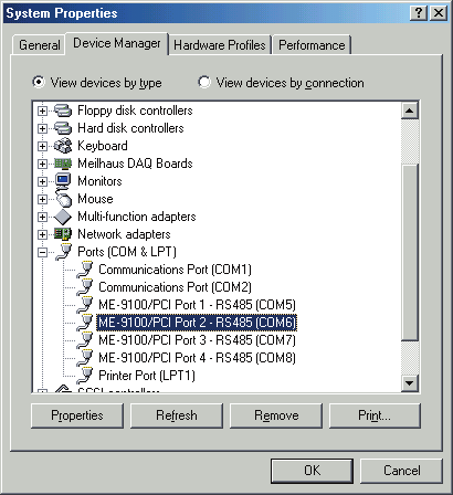 Rev. 2.31D Handbuch ME-90 PC/104-Plus, ME-9000/9100/9300 cpci/pci/pcie 2.3 Port-Konfigurierung 2.3.1 unter Windows 95/98/Me Im Geräte-Manager können Sie die Port-Zuweisung überprüfen und Einstellungen vornehmen.
