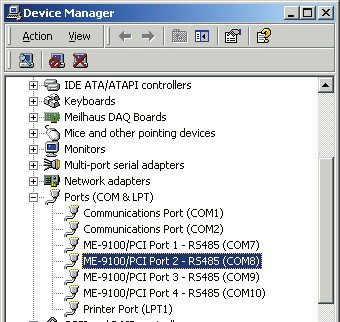 Handbuch ME-90 PC/104-Plus, ME-9000/9100/9300 cpci/pci/pcie Rev. 2.31D 2.3.2 unter Windows 2000/XP Im Geräte-Manager können Sie die Port-Zuweisung überprüfen und Einstellungen vornehmen.