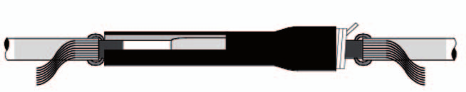 10.2 Verbindungsgarnituren 10 kv 10.2.1 Verbindungsgarnituren für 1-Leiter-Kunststoffkabel Kaltschrumpf-Verbindungsgarnituren QS2000E 92-AS xxx-1 Serie Die 3M Kaltschrumpf-Verbindungsgarnitur 93-AS