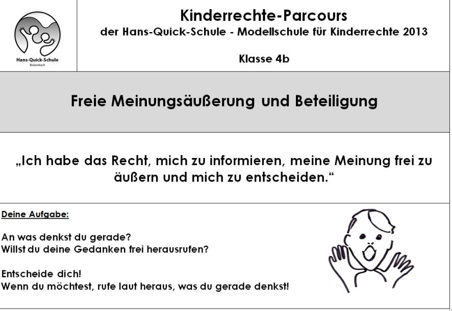 Kinderrechte-Pfad Kinderrechte-Pfad der Hans-Quick-Schule Bickenbach 10 Stationen zu 10