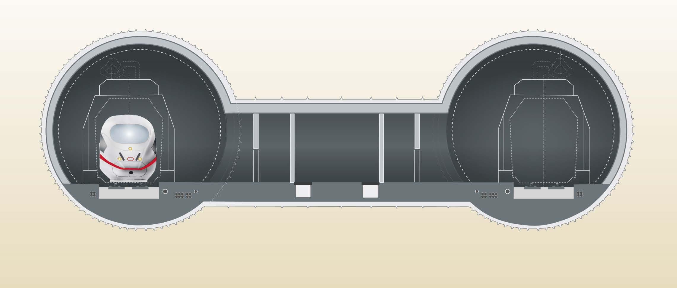 Der Abschnitt im Detail: Steinbühltunnel Verbindungsbauwerk Verbindungsbauwerke alle 500 m Jede