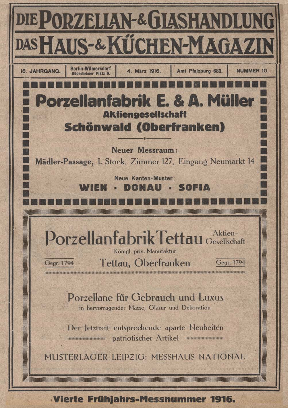 Abb. 2014-4/09-05 Die Porzellan- und Glashandlung, Frühjahrs-Messe-Ausgabe 1916, Nr.