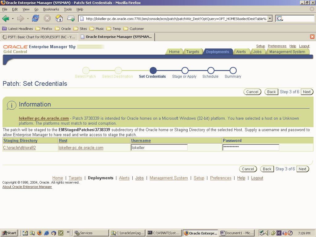 Patch-Apply mit Grid-Control (10g R1)