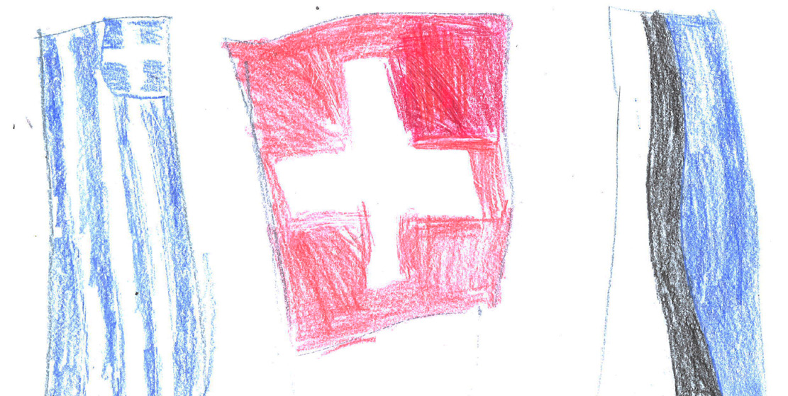 Antworten: A) 2 B) 4 C) 1 D) 3 E) 2 F) 2 G) 4 H) Schweiz (weißes Kreuz auf rotem Hintergrund) A) Was bedeutet EU? 1. Echt urgenial 2. Europäische Union 3. Echt Europa 4.
