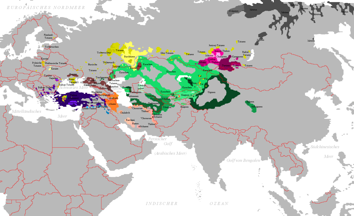 + Zweige Arghu (Chaladschisch) und Bolgar- Türkisch (Tschuwaschisch). T. + mongolische u.