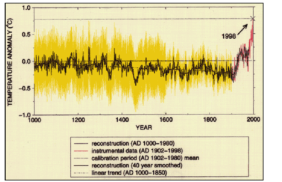Temperaturgeschichte der letzten 1000 Jahre Folie