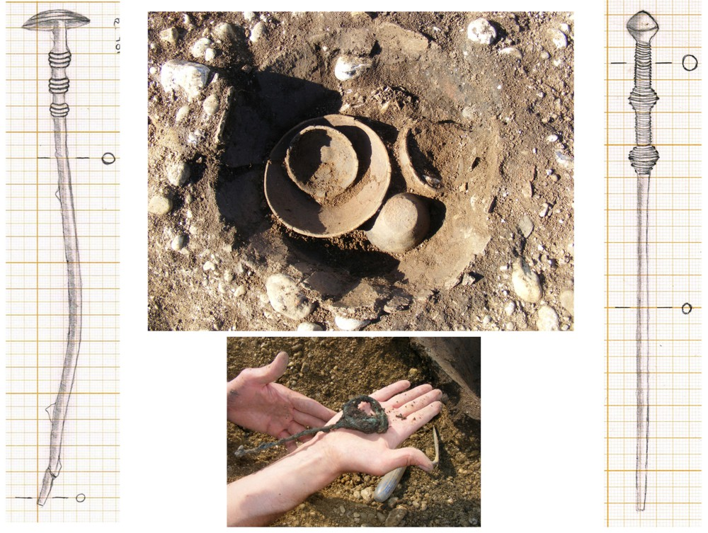 In die späte Bronzezeit (1300-1100 v. Chr.) datieren mehrere Urnengräber Abb.