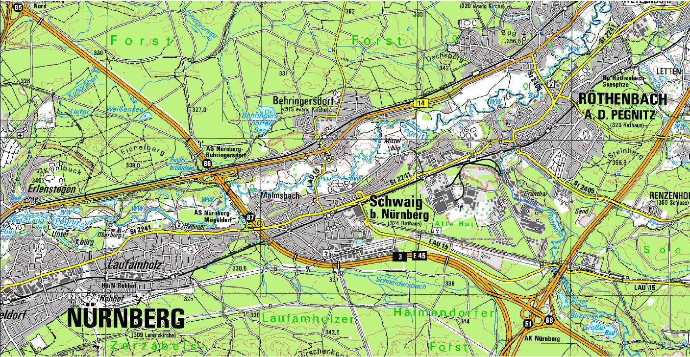 2 Lärmquellen und örtliche Situation In der Lärmaktionsplanung sind folgende Hauptverkehrsstraßen mit einem Verkehrsaufkommen von über drei Millionen Kraftfahrzeugen im Gemeindegebiet Schwaig zu