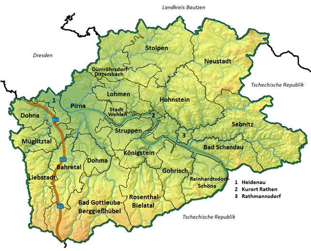 Gebietskulisse der LEADER-Region Sächsische Schweiz Welche Städte und Gemeinden sind förderfähig?