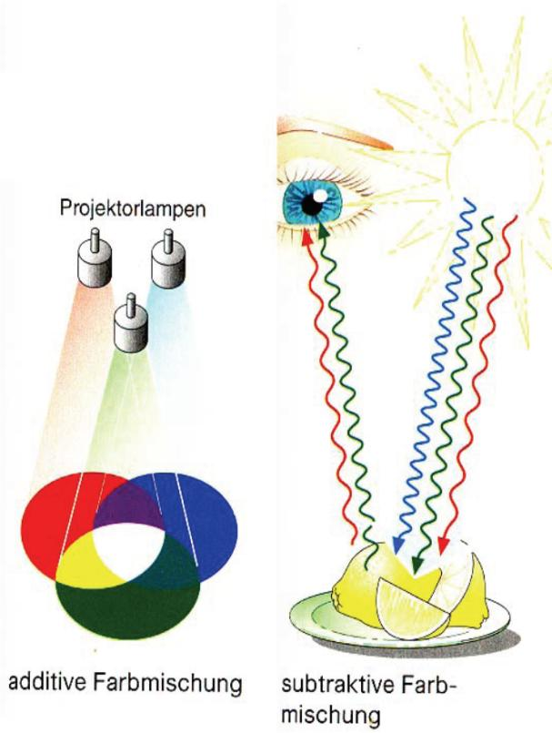 Farbensehen Das Auge arbeitet mit drei Grundfarben.