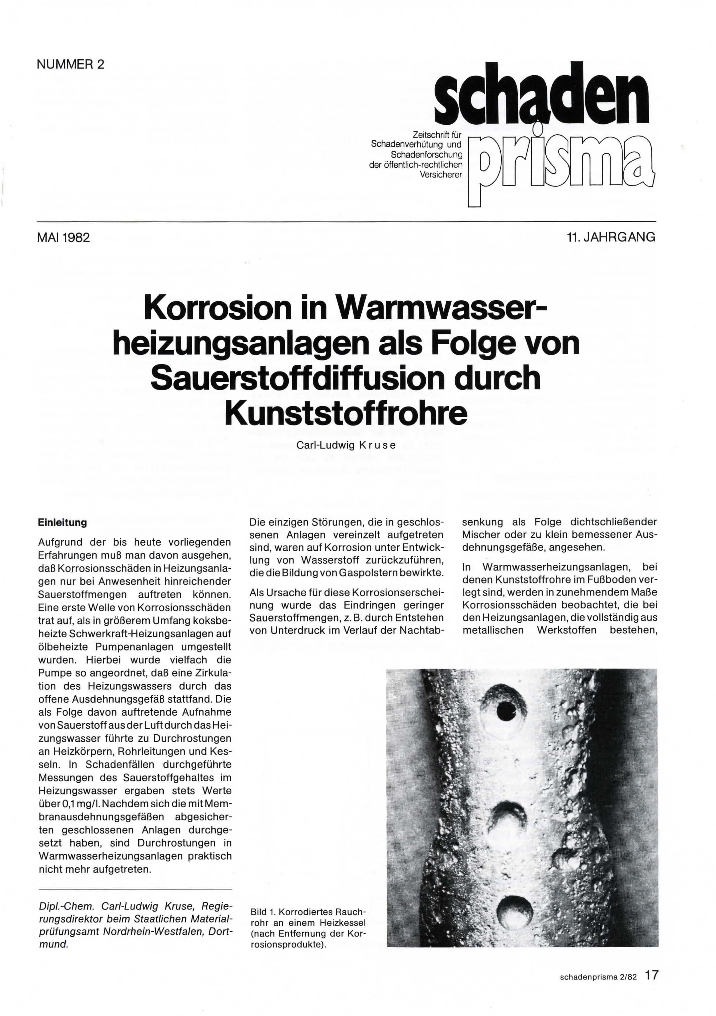 NUMMER 2 Zeitschrift für Schadenverhütung und ~[? Schadenforschung der öffentlich-rechtlichen D Versicherer MAI 1982 11.